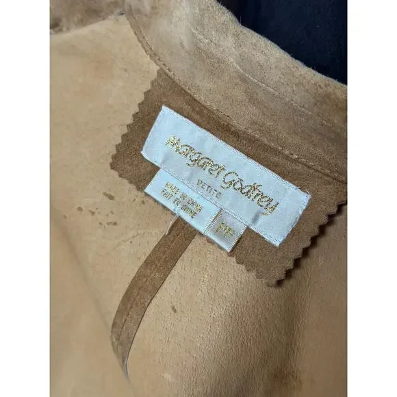 Margaret Godfrey Vintage Suede Jacket M Boho Western Ruffle Button Down Camel - Picture 11 of 12